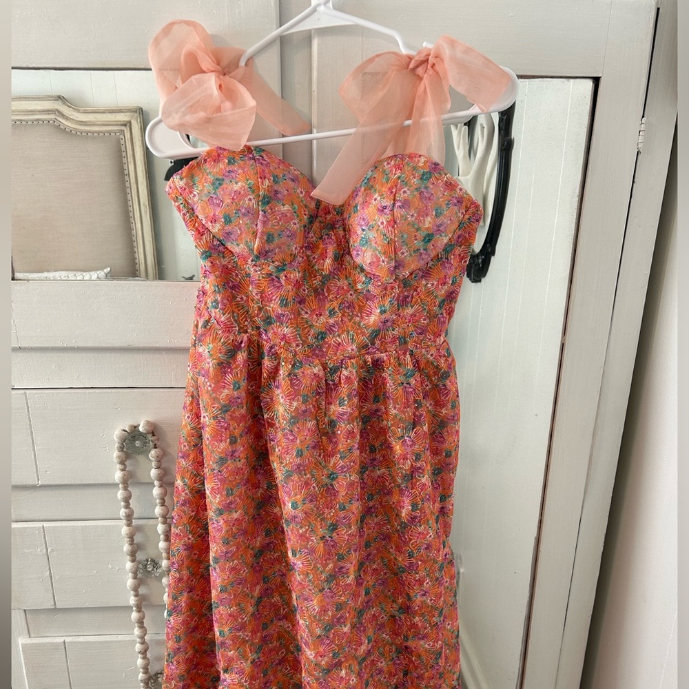 GeeGee Floral Pink Strapless Dress
